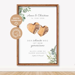 Regalo de boda personalizado en efectivo | Regalo de boda con nombres y fecha | Póster de boda | Regalo para los novios | PDF digital