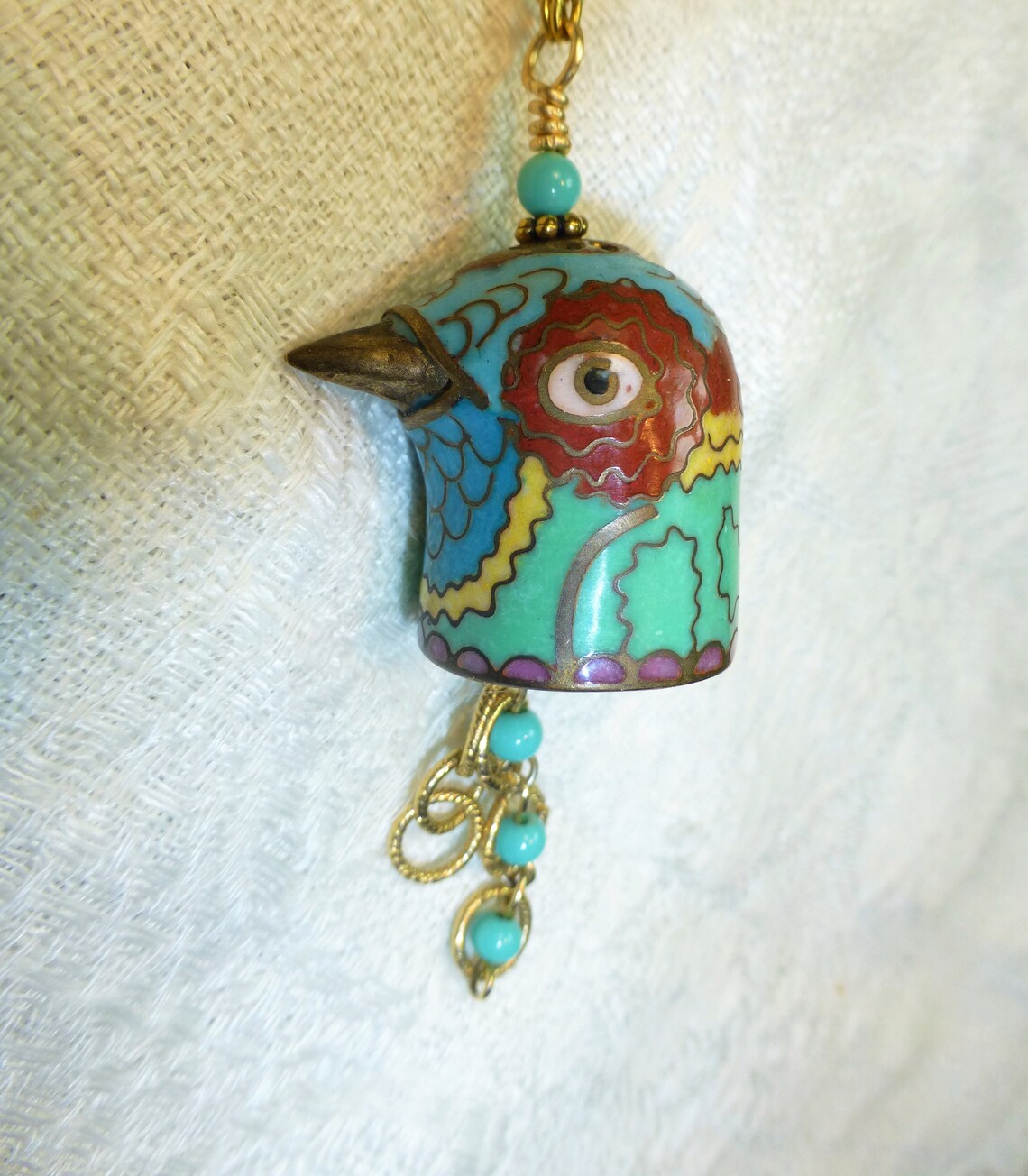cloisonne bird bell