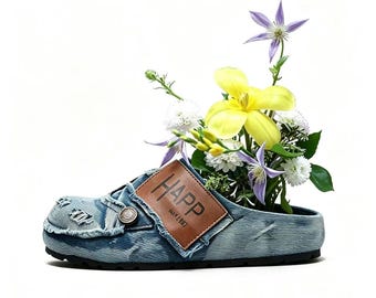 Mules de jeans | Chinelos slip-on com efeito desgastado estilo wabi-sabi, calçados artesanais para noivas