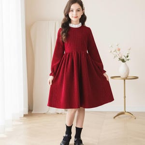 white collar red dress Red Lace Collar Dress