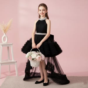 Luxury Tulle Princess Dress for Girls – Black & Other Colors – Birthday Party Dress – Elegant Flower Girl Outfit