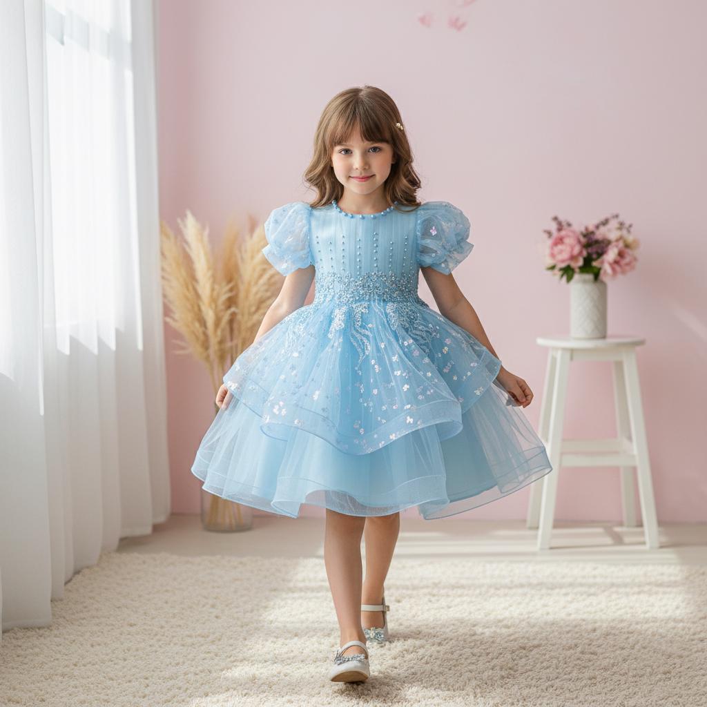 Dresses For 12 Year Olds Birthday Party Wear Girls Light Blue Party Dress  Elegant Baby Girls