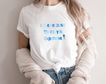I Bike Because Therapy is Expensive T-Shirt, Funny Cycling Tee, Gift for Cyclists & E-Bike Riders