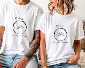 Biking Its My Therapy Shirt, Funny Cycling T-Shirt, Relax and Ride Tee , Gift for Cyclists, Mountain Bikers and E-Bike Riders