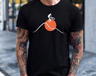 Riding High, Graphic Bike Art Tee - Minimalist Bicycle Design Shirt, Unisex Cycling Graphic, Gift for Bike Lovers