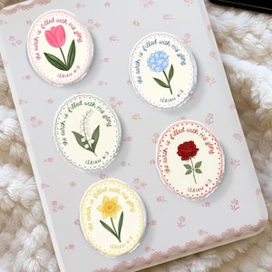 Floral Scripture Phone Grip, Aesthetic Botanical Isaiah 6:3 MagSafe Phone Holder, Cute Christian Faith Gift, Wildflower Bible Verse Stand