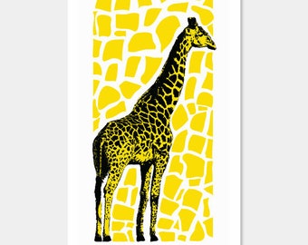 Giraffe Pop Art Nursery Kids Room - Hand Printed Original Art Print