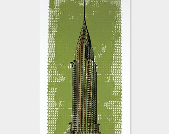 Chrysler Building Art Print (Green) - Hand Printed