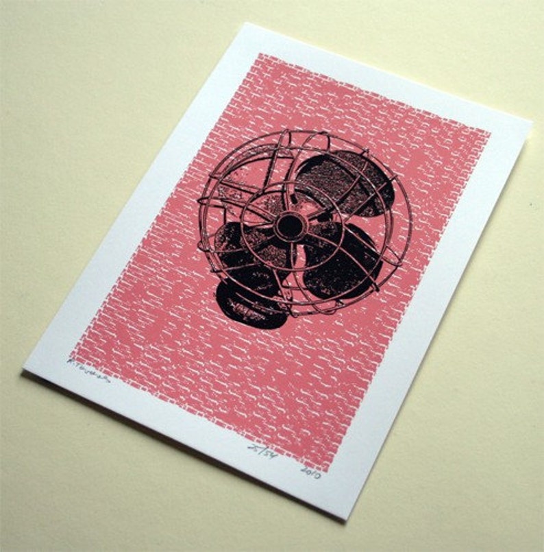 Fan Hand Printed Art Print 5X7 image 2