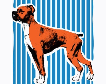 Boxer Dog Art Print  - Hand Printed