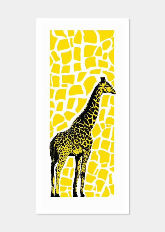Giraffe Pop Art Nursery Kids Room - Hand Printed Original Art Print