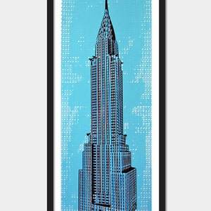 Chrysler Building Art Print Blue Hand Printed zdjęcie 5