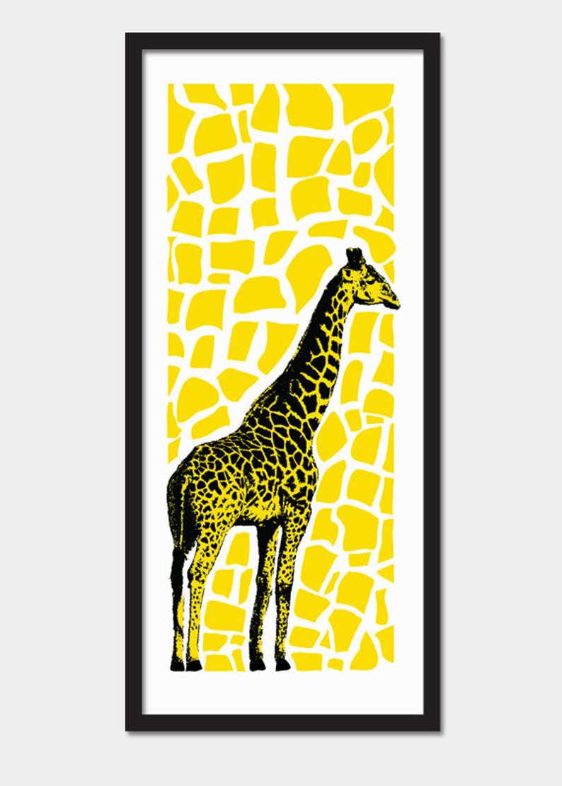 Giraffe Pop Art Nursery Kids Room Hand Printed Original Art Print image 2