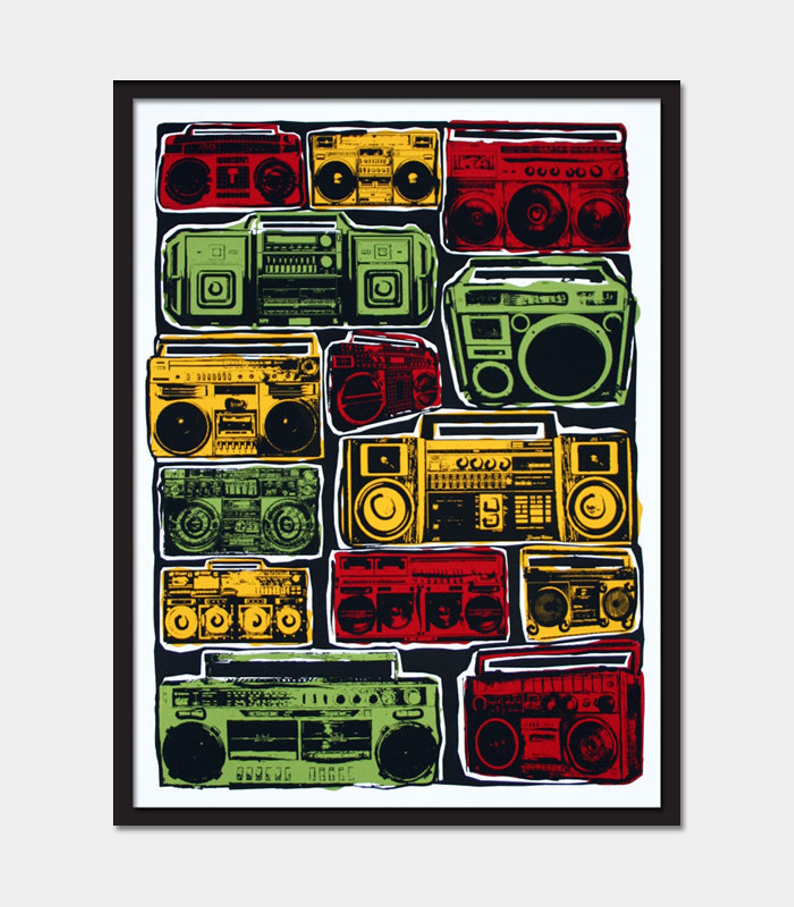 Boom Boxes Hip Hop Hipster Art Print Hand Printed Etsy