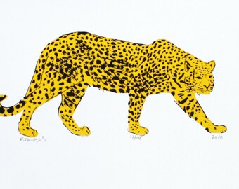 Jaguar Art Print - Hand Printed - 5X7