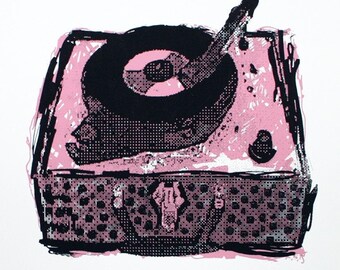 Record Player Art Print - Hand Printed