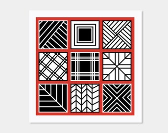 Abstract Art Print Quilt Patterns - Hand Printed - 8X8