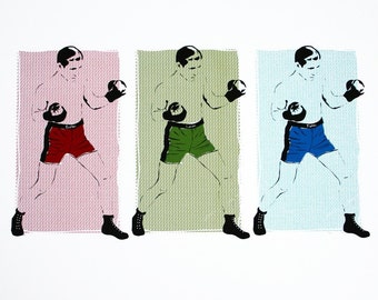 Boxer Art Print - Pop Art Deco - Hand Printed