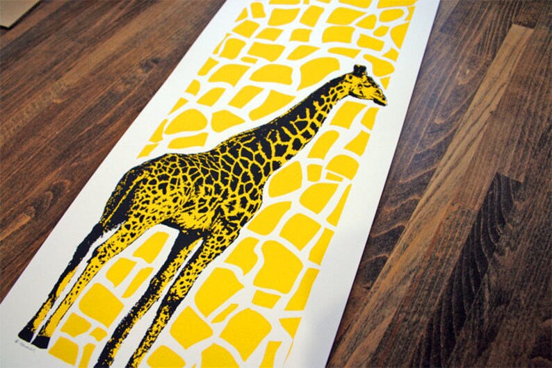 Giraffe Pop Art Nursery Kids Room Hand Printed Original Art Print image 3