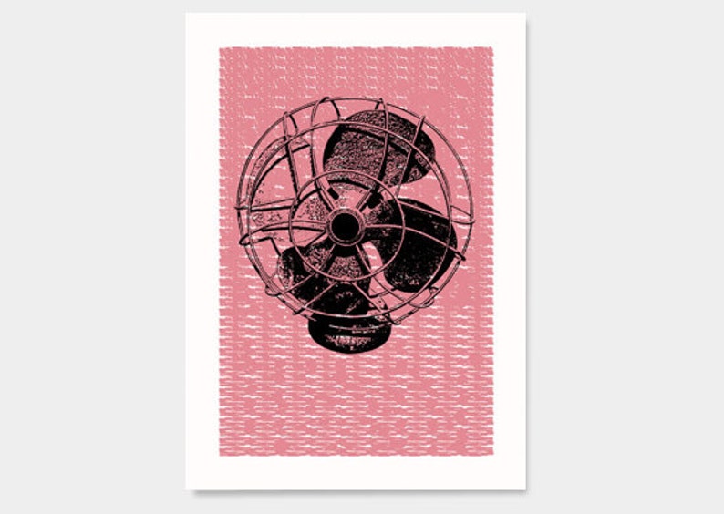 Fan Hand Printed Art Print 5X7 image 1