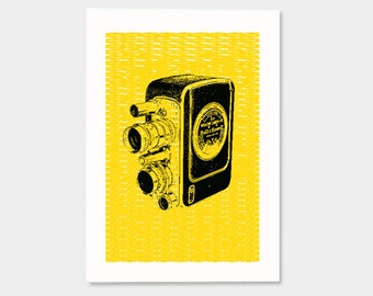 Camera No.1 (Yellow) - Hand Printed Art Print - 5X7