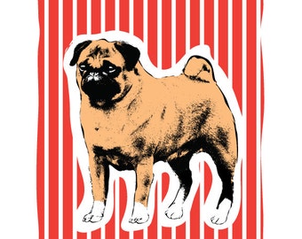 Pug Pop Art Dog Pets - Hand Printed Art Print