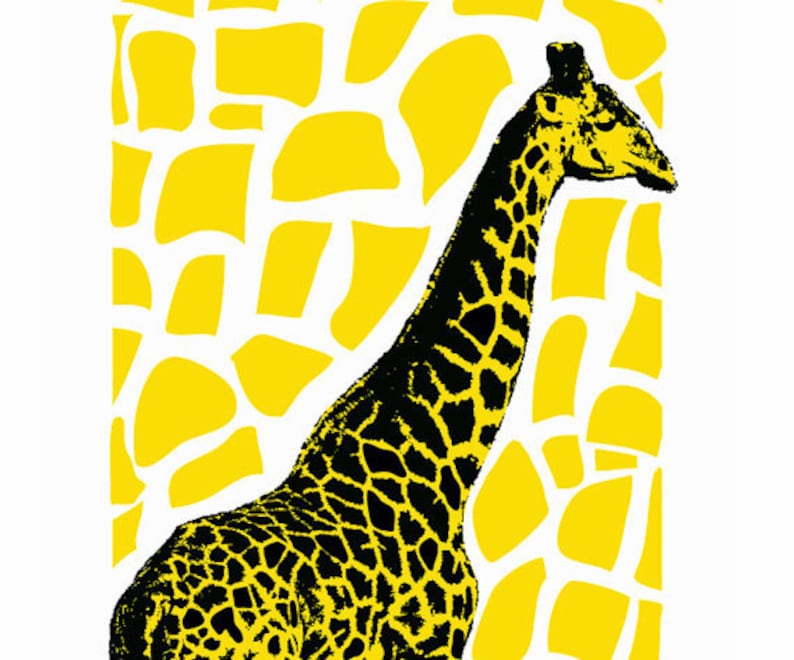 Giraffe Pop Art Nursery Kids Room Hand Printed Original Art Print image 4