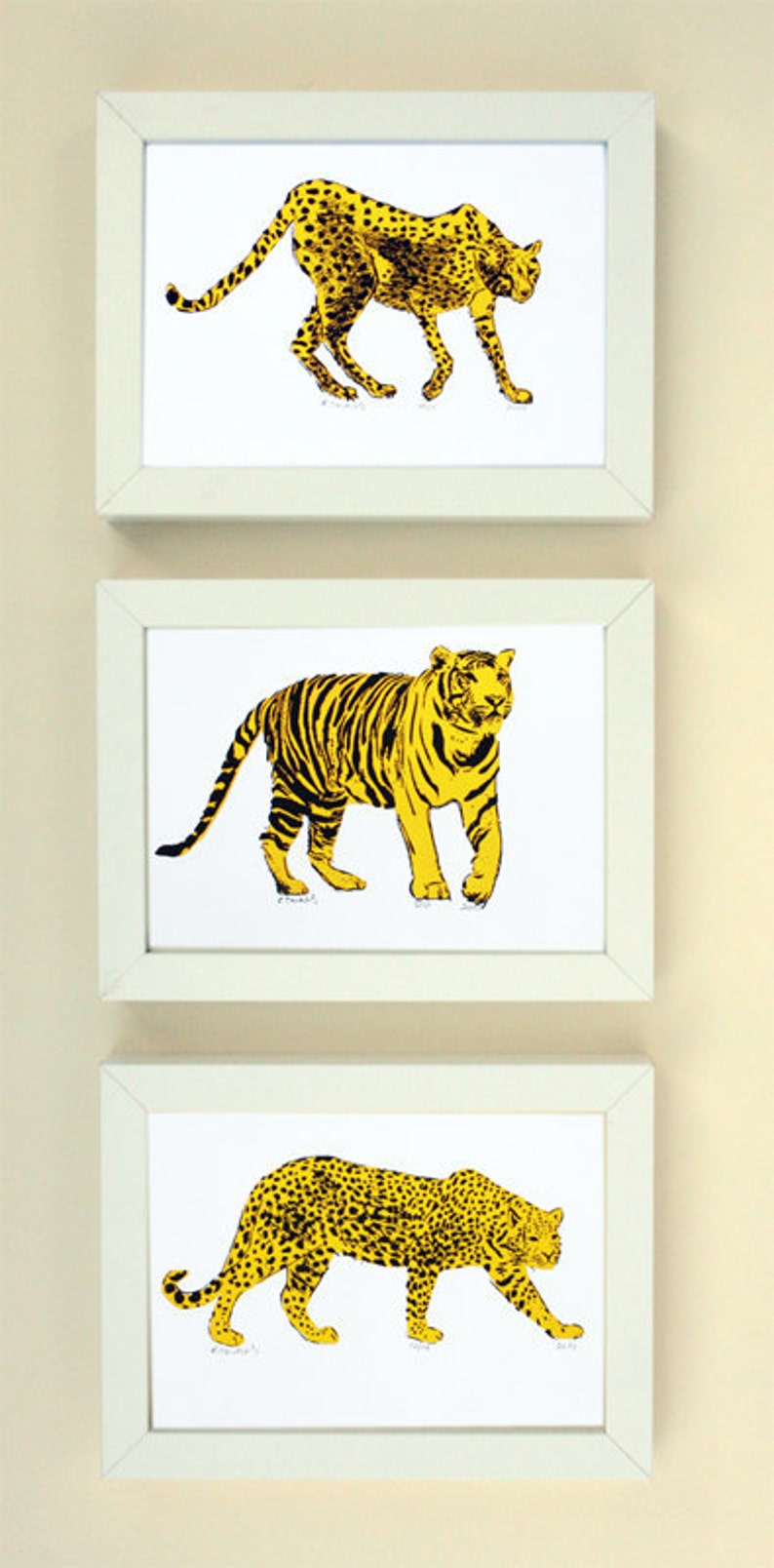 Cheetah Art Print Hand Printed 5X7 image 3
