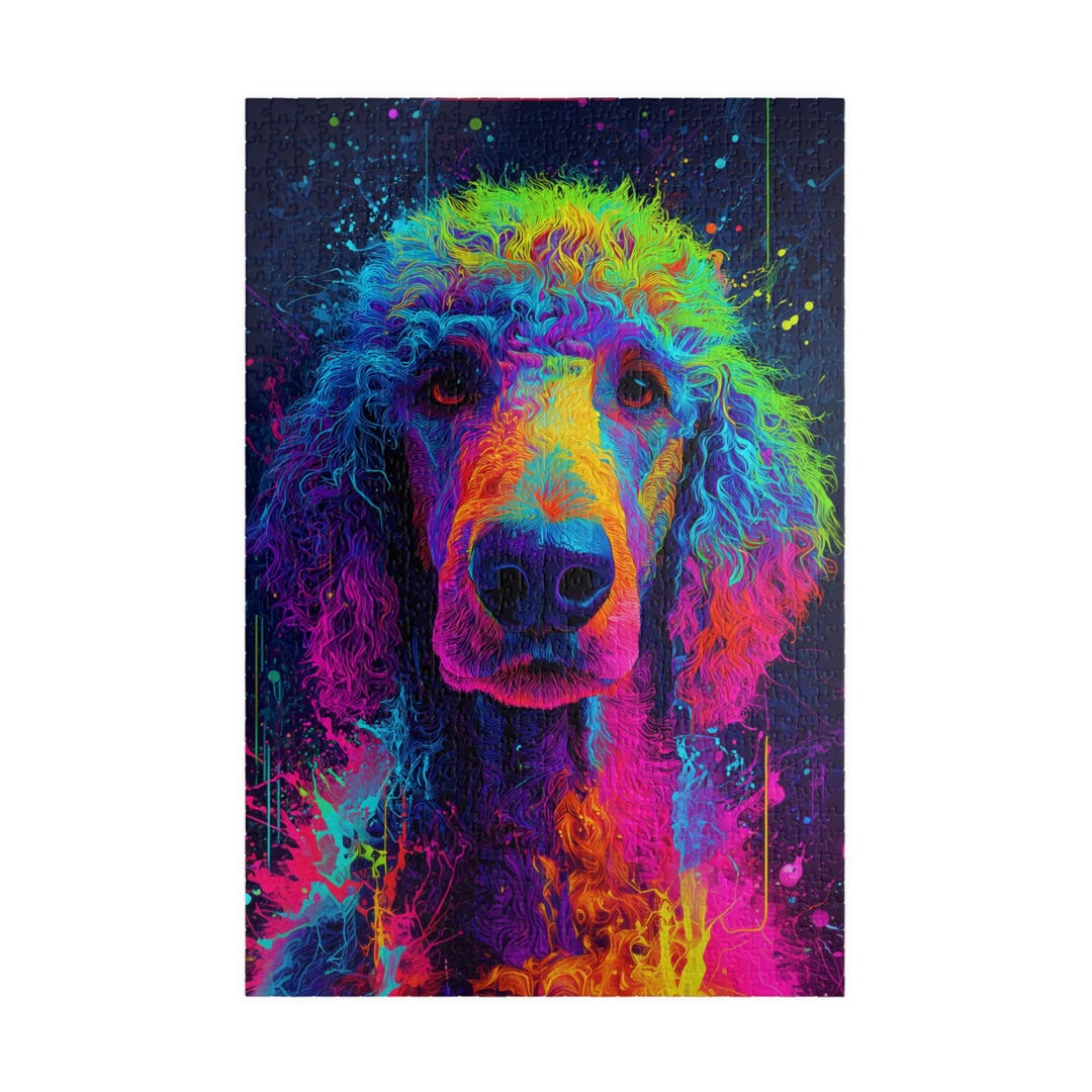 Poodle Dog Portrait Puzzle 1000 Pieces, Neon Dog Jigsaw for Adults, Dog ...