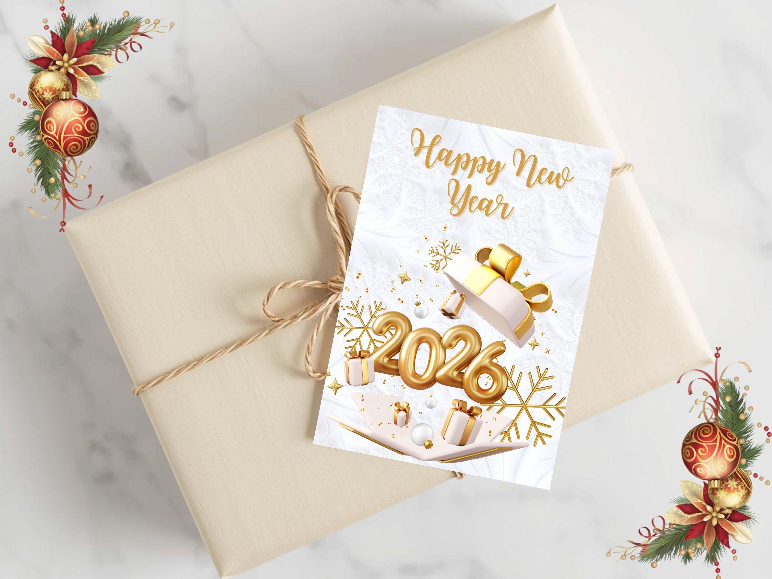 Elegant Gold 2026 New Year Card – Printable Holiday Greeting (digital ...