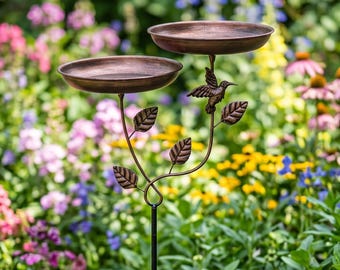 Baño para pájaros de jardín, comedero para pájaros de exterior, bebedero de metal para pájaros, decoración para el patio trasero, regalo para amantes de las aves