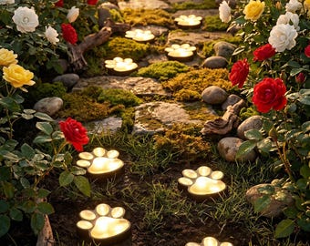 Solar Pathway Lights, LED Paw Print, Outdoor Garden Decoration, Waterproof Yard Light, Pet Friendly, Cute Night Glow