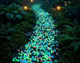 Piedras de resina luminiscentes para jardín, luces para caminos exteriores, guijarros de resina que brillan en la oscuridad, decoración de resina con energía solar, paisajismo para patios traseros.
