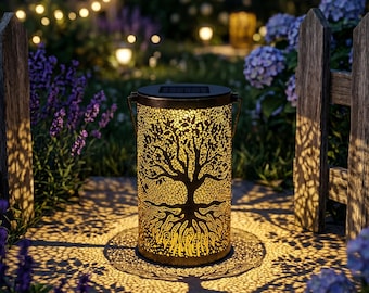 Lámpara Árbol de la Vida, decoración para patio exterior, lámpara solar para camino, regalo de jardín para mamá, papá, familia, iluminación para el patio trasero