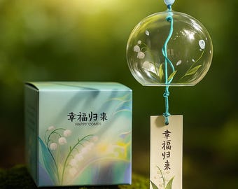 Handmade Japanese Glass Wind Bell: Sakura Cherry Blossom Furin Chime