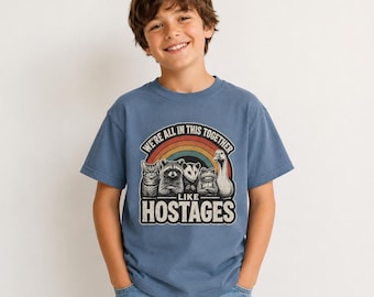 We're All In This Together Like Hostages Youth Tee | Vintage Animals, Rainbow