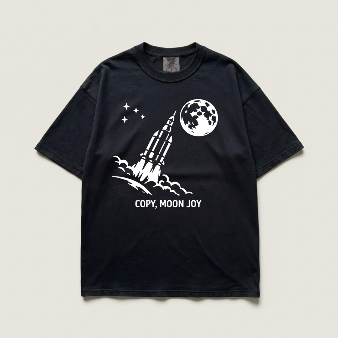 Copy, Moon Joy Shirt, Rocket to the Moon Graphic Tee, Full Moon Space T ...