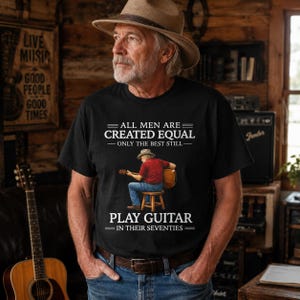 All Men Are Created Equal Guitar Shirt - Funny Guitar Player Tee, 70th Birthday Gift for Guitarist, Music Lover T-Shirt Comfort Colors