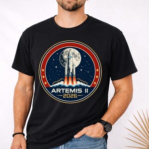 Artemis II 2026 Moon Mission Shirt, Retro Space Patch Tee, Lunar Launch Graphic, Space Nerd Gift, Astronaut Vibes, Comfort Colors