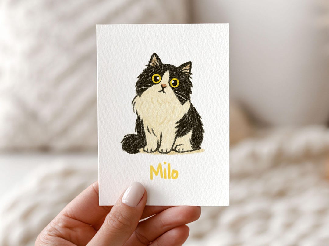 Custom Cat Portrait, Funny Pet Poster, Hand-drawn Dog or Cat Wall Art ...