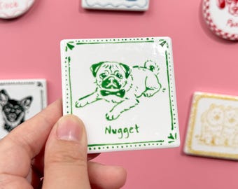 Hand Painted Custom Pet Portrait Fridge Magnet, personalized gifts.