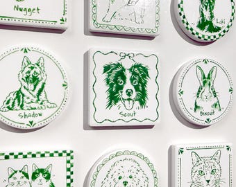 Custom Pet Portrait Ceramic Magnet, Painted From Your Photo