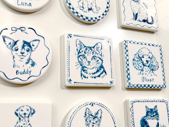 Custom Pet Portrait Ceramic Fridge Magnet, Made from Your Photo
