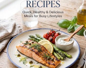 Pacchetto di ricette mediterranee da 30 minuti / Preparazione dei pasti, Monitoraggio delle abitudini (Download digitale)