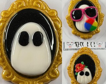 Pin It! Ghost Portrait Polymer Clay Pin Badges