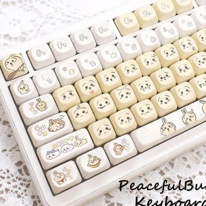 Chiikawa Themed Keycaps Set, Usagi Hachiware Keycaps, Cherry/MOA Profile PBT Keycaps, Mechanical Keyboard Keycaps, Anime Comic Lovers Gifts
