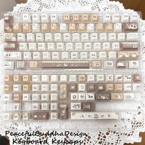 130pcs Siamese Cat Keycaps Set, Kawaii Cat Themed Keycaps Set, Cherry/MAO Profile PBT Keycaps, Mechanical Keyboard Keycaps, Cat Lovers Gifts Cherry