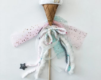 Ice Cream Cone Wand//magicwand•icecreammagic wand•woodenwand•animalwand•flower wand•magical•makebelieve•imagination•wand•Scanditoys•