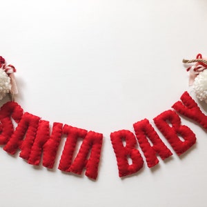 Santa baby Garland//pompom Garland•felt banner•walldecor•party decor•babyshower•personalized•feltgarland•neutral•Christmas garland