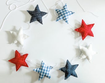 4th of July Garland//star Garland•felt banner•walldecor•party decor•girlsroomdecor•personalized•feltgarland•neutral•Fourth of July